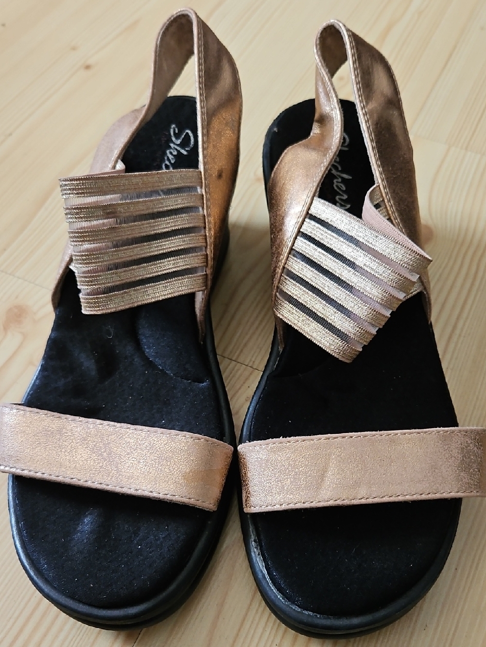 Skechers Metallic Rose Gold Slingback Sandals